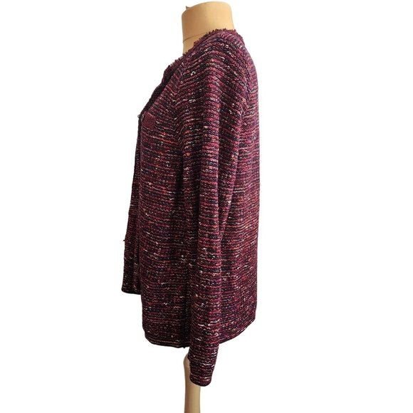 J. Jill Womens Open Front Knit Burgendy Cardigan Size XL - Picture 2 of 9